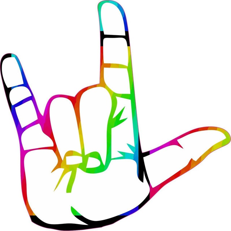 StickerTalk Rainbow ASL I Love You Vinyl Sticker, 5 inches by 5 inches - Image 1